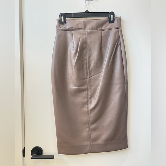 Babaton vegan leather midi skirt with front slit - Picture 2 of 3
